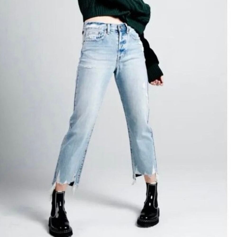 Pistola Charlie Distressed High Rise Straight Leg in Ruthless Size 32/14 $148